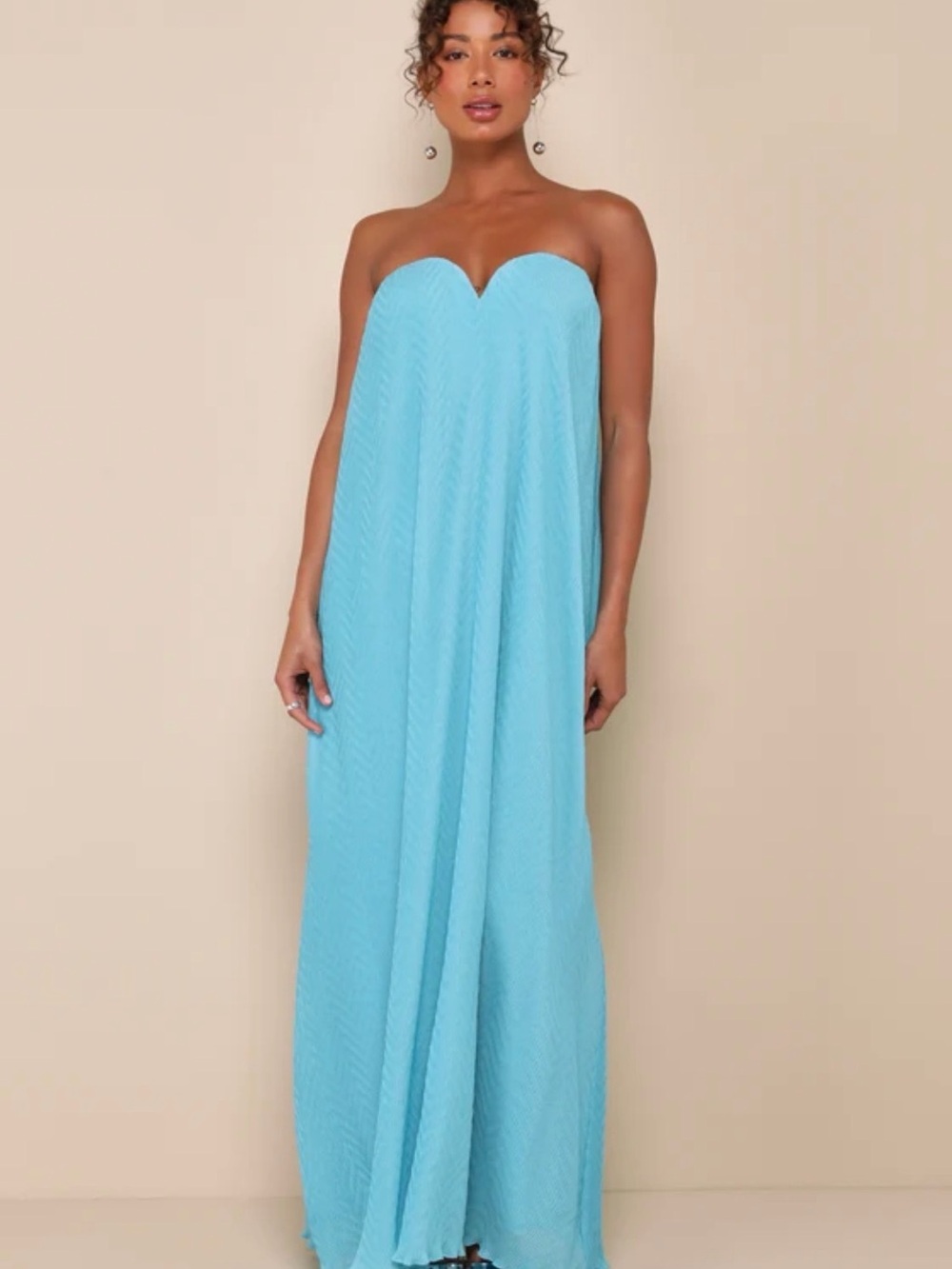 Lulus Perfect Always  Textured Strapless Swing Maxi Dress